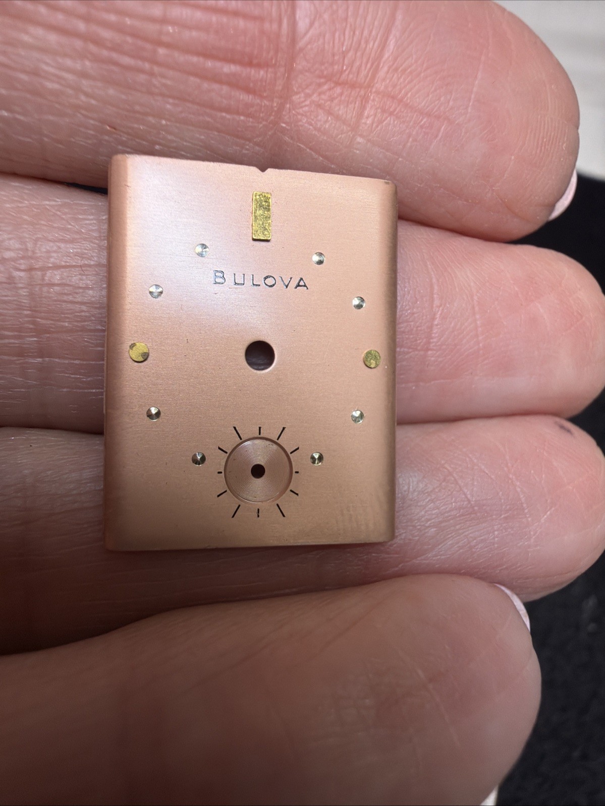 Vintage Bulova Watch Dial Face Plate Only Copper Colored New Other Rectangle