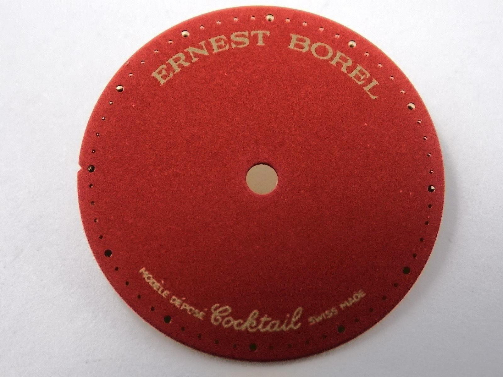 Kaleidoscope Ernest Borel Cocktail Watch Dial Mens Vintage Red 20.07mm NOS