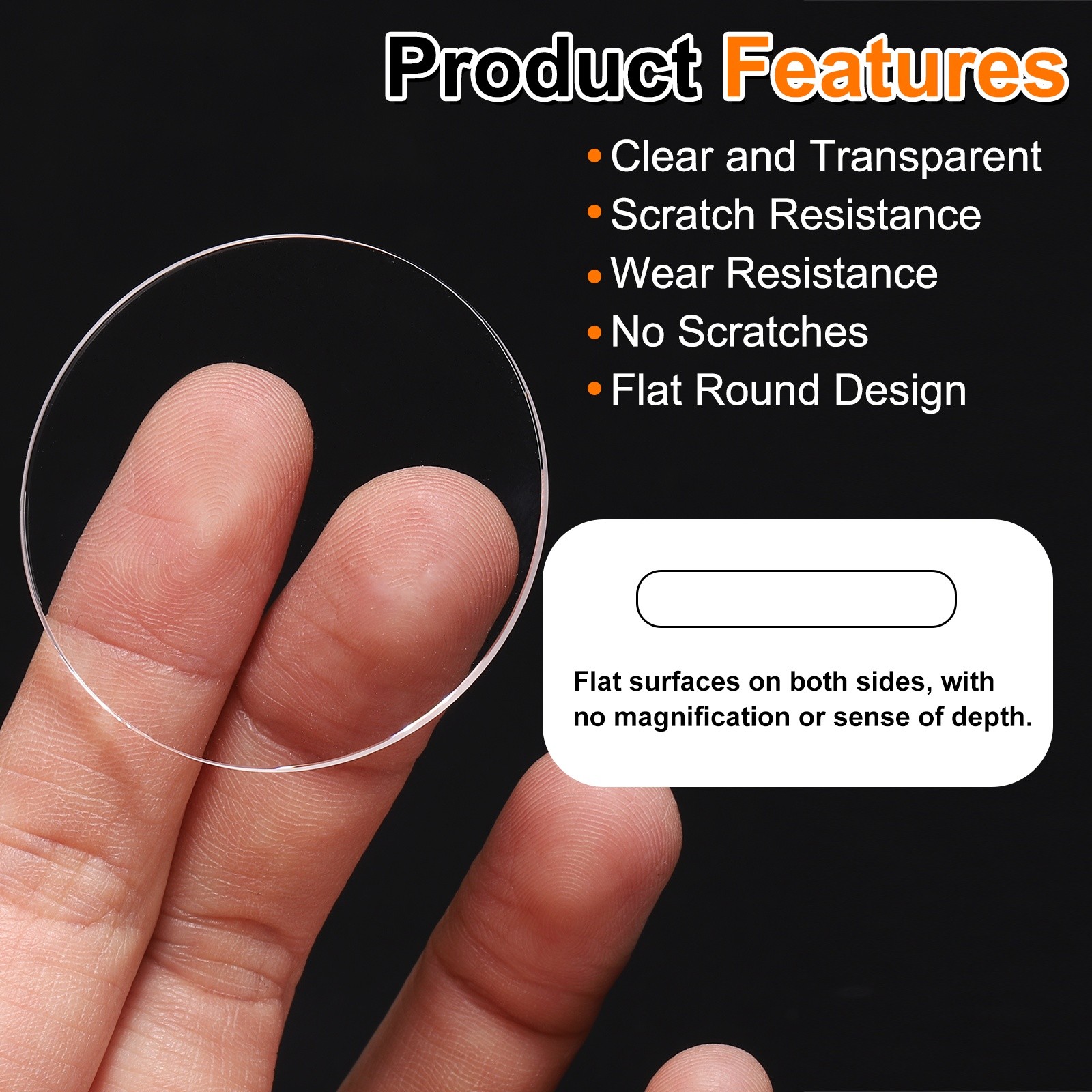 Watch Crystal Glass Lens 36mm Dia 1mm Thick Flat Round Sapphire Replacement