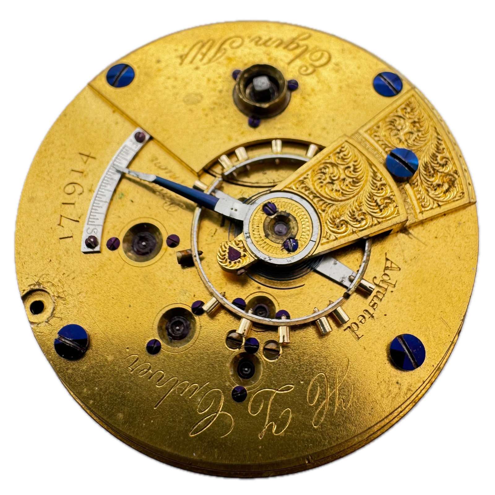 Antique 18s Elgin H.Z. Culver Morning Glory Key Wind Pocket Watch Movement 62