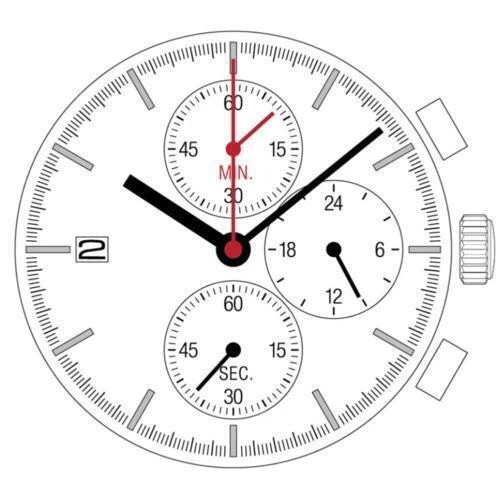 Original Hattori/Seiko/Epson YM15 Date @9 Chronograph Japan Quartz Movement