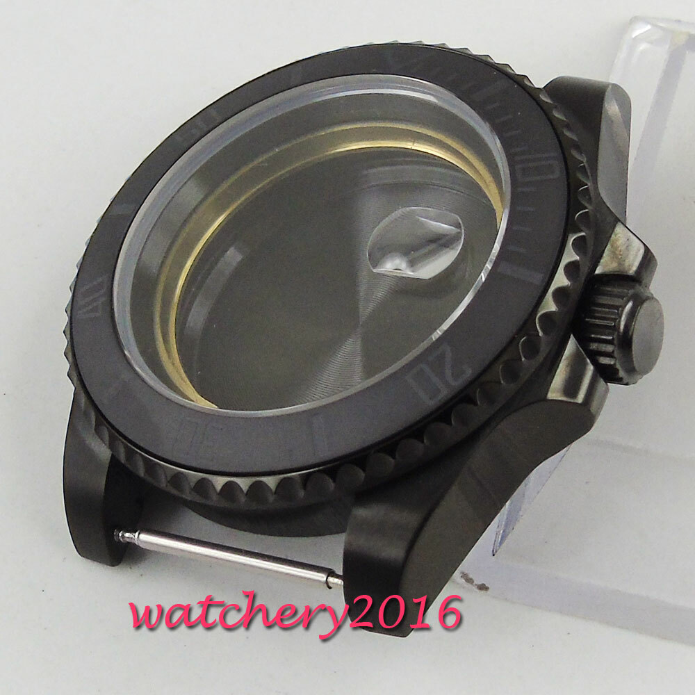 40mm Black PVD Watch Case Fit NH35 NH36 Miyota8215 DG2813 ETA2824 Sapphire Glass