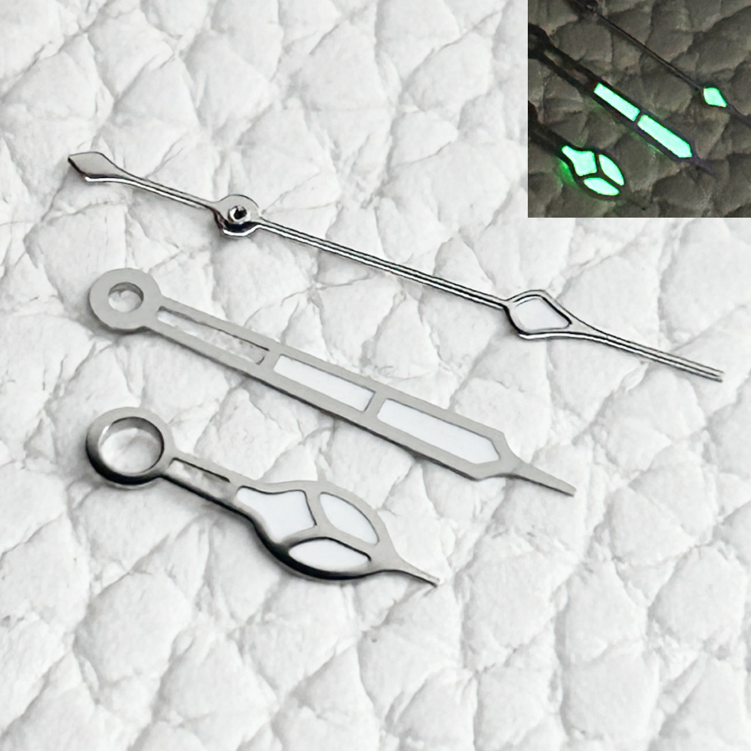 Silver “CATHEDRAL” Hands Fits NH35,NH36,7s26,7s36, 7002 Green luminous Mod Parts