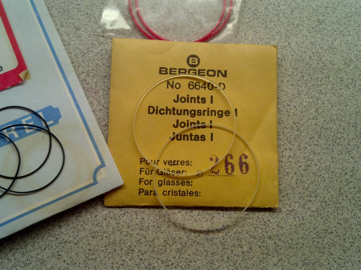 4 Packs Of NOS Misc Gaskets-Bergeon, Casker, Borel