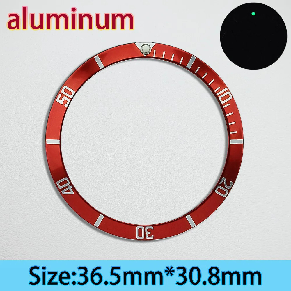 Aluminium Bezel Insert 36.5mm Green Luminous For NH35/36 Diving Ring