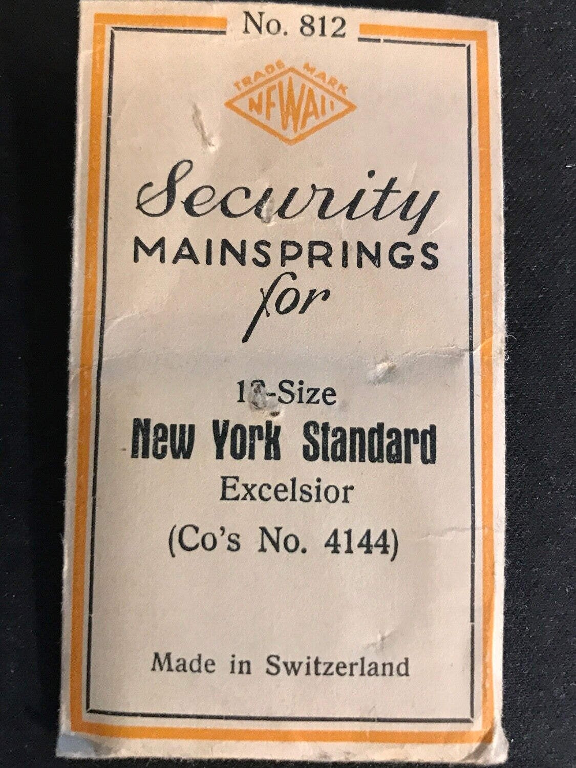 Newall Security Mainspring #812 for NY Standard 12s No. 4144 – Steel