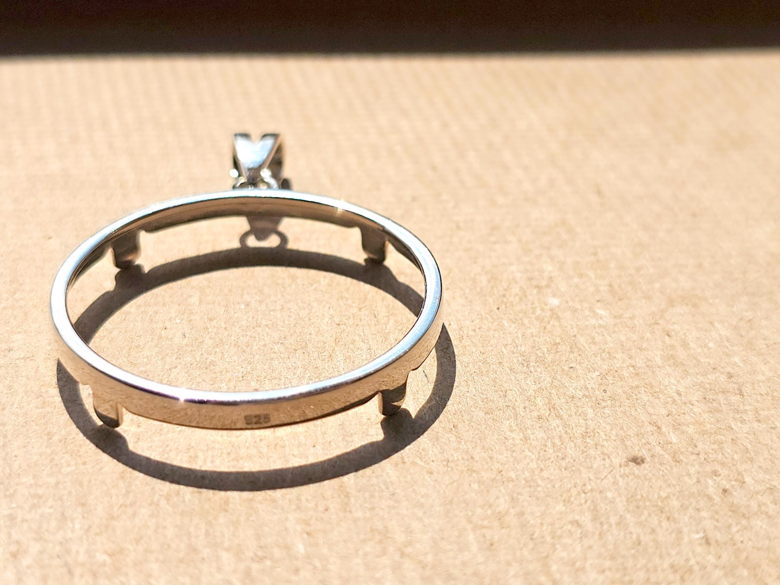 925 Sterling Silver Prong Back Simple Bezel for 30mm Half Dollar 50 Cents Coins