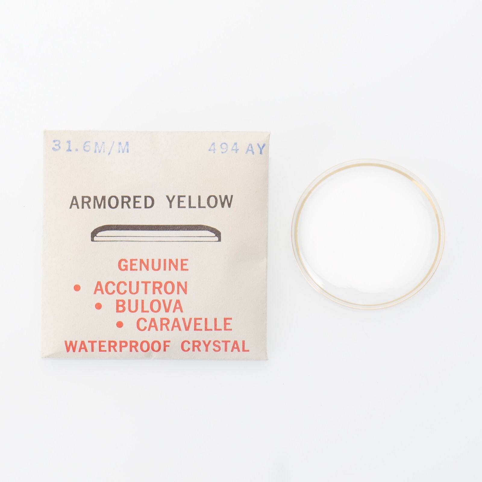 Genuine Bulova Accutron Part # 494AY Acrylic Watch Crystal 31.6mm (C1D12)
