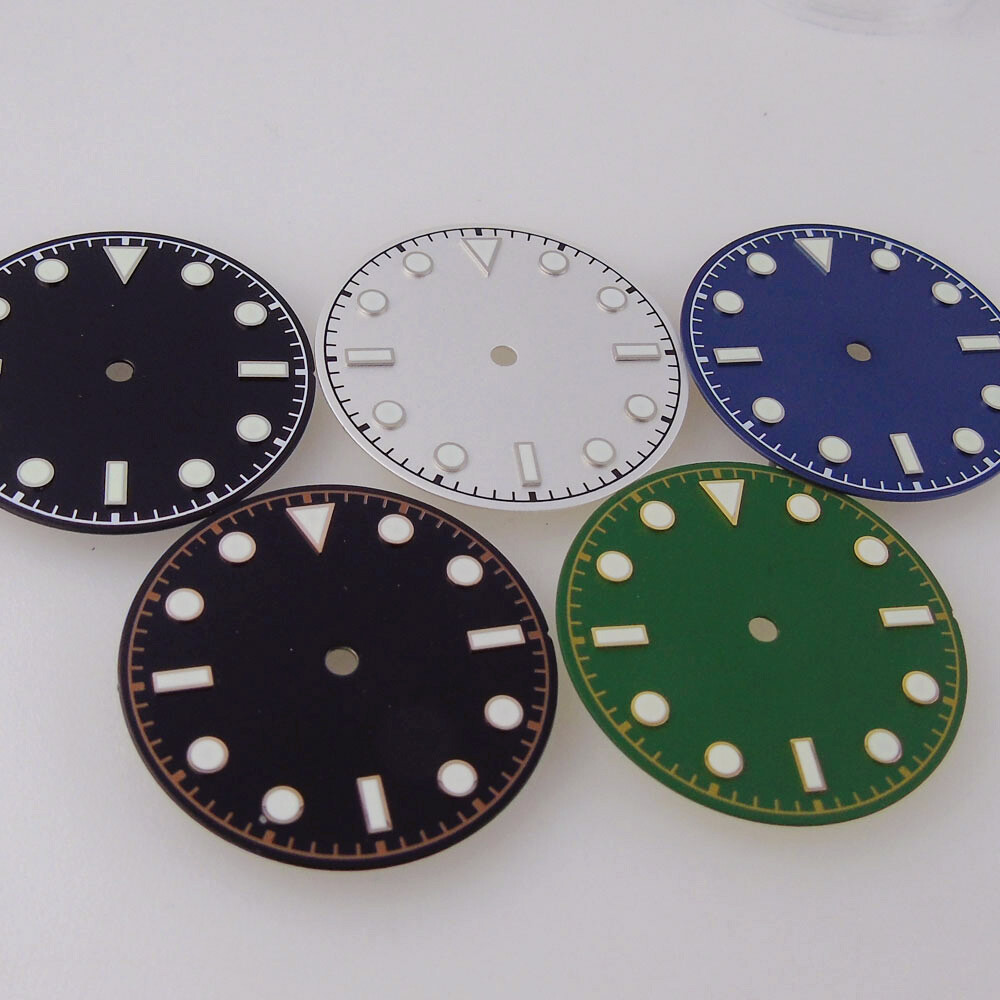 29mm Black White Green Blue Dial Fit Vintage Style NH35A NH36 2824 8215 movement