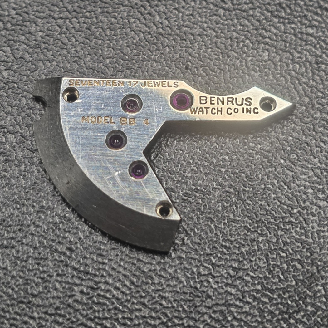 Benrus BB4 Train Wheel Bridge w/ Original Screws 17J Movement Part cal ETA900