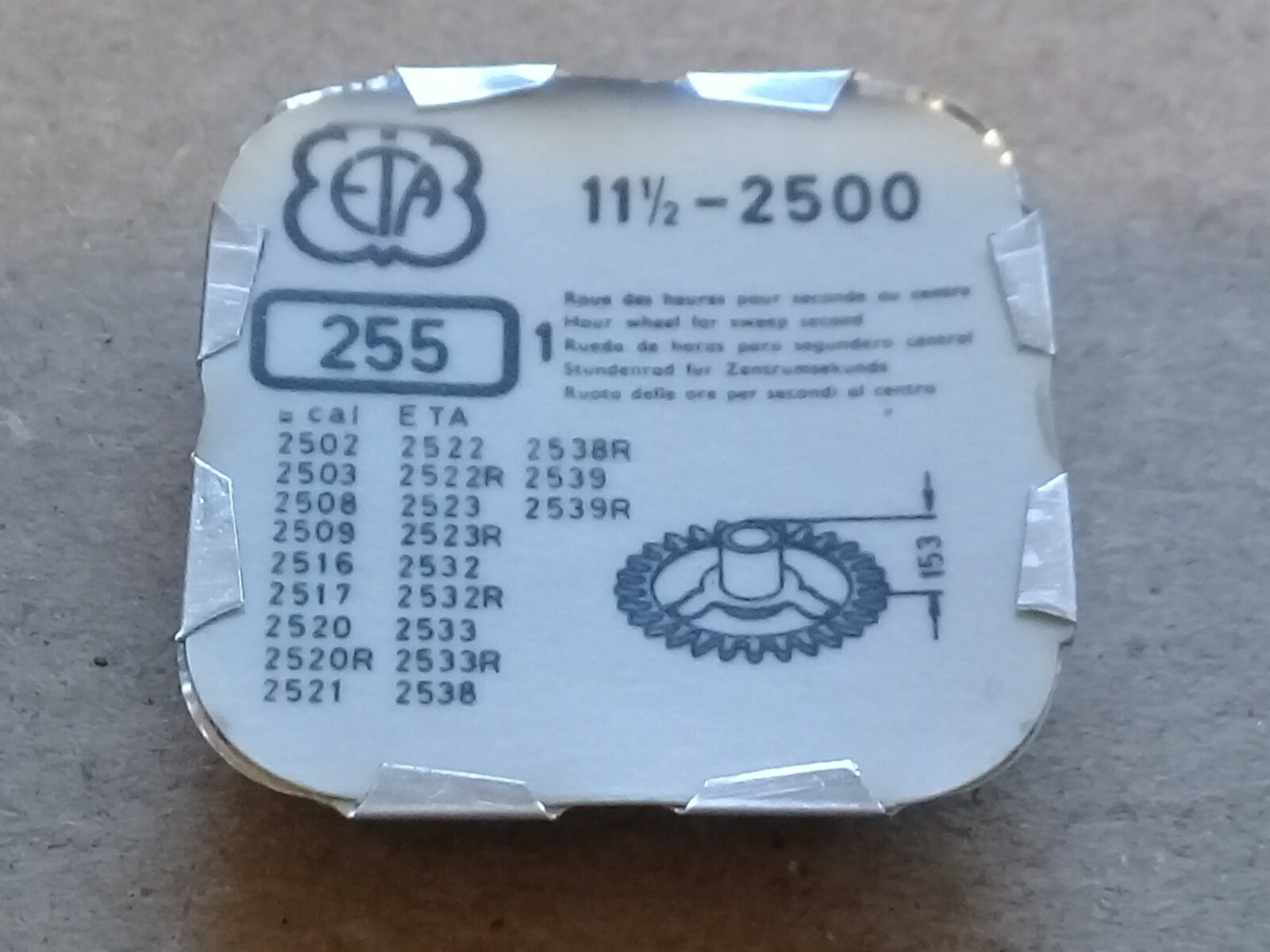 ETA Cal. 2500 + Many (Read) – Hour Wheel, Height 1.53 – Part 255 11.5”’ (TC950)