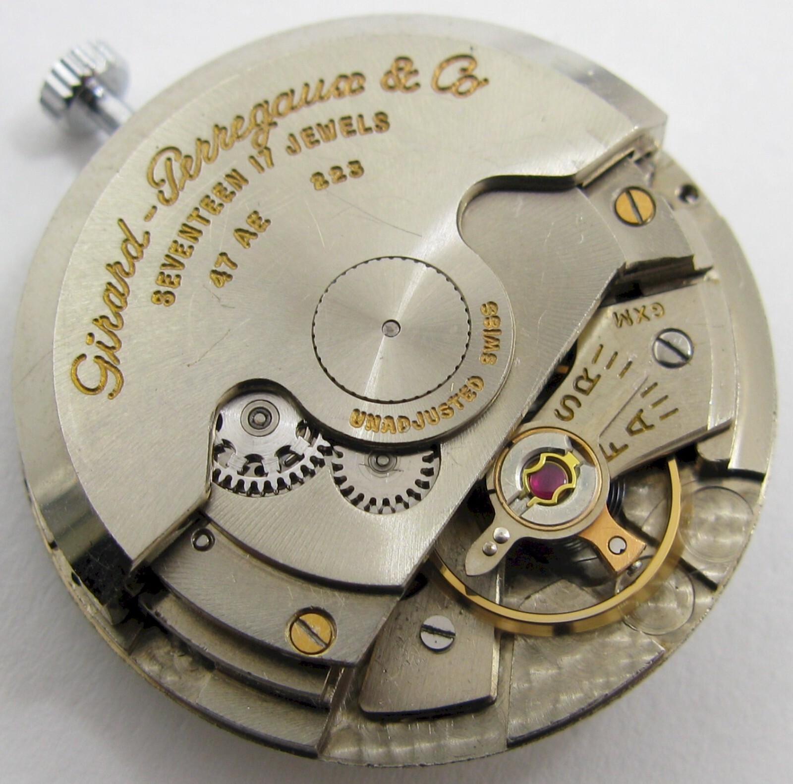Girard Perregaux 47 AE 223 .. 17 jewels Gyromatic watch movement & dial for part