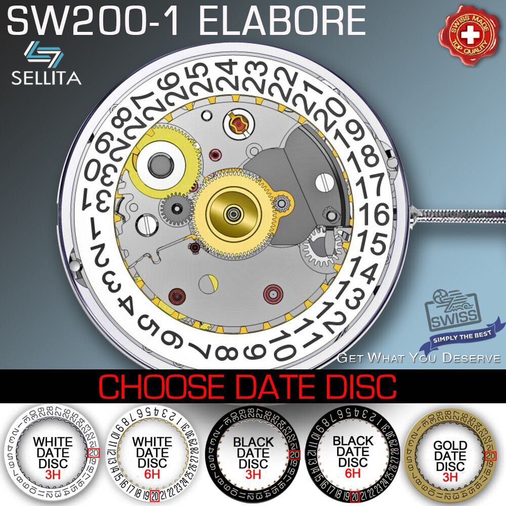 MOVEMENT AUTOMATIC SELLITA SW200-1, ELABORE(COMPATIBLE ETA 2824,)
