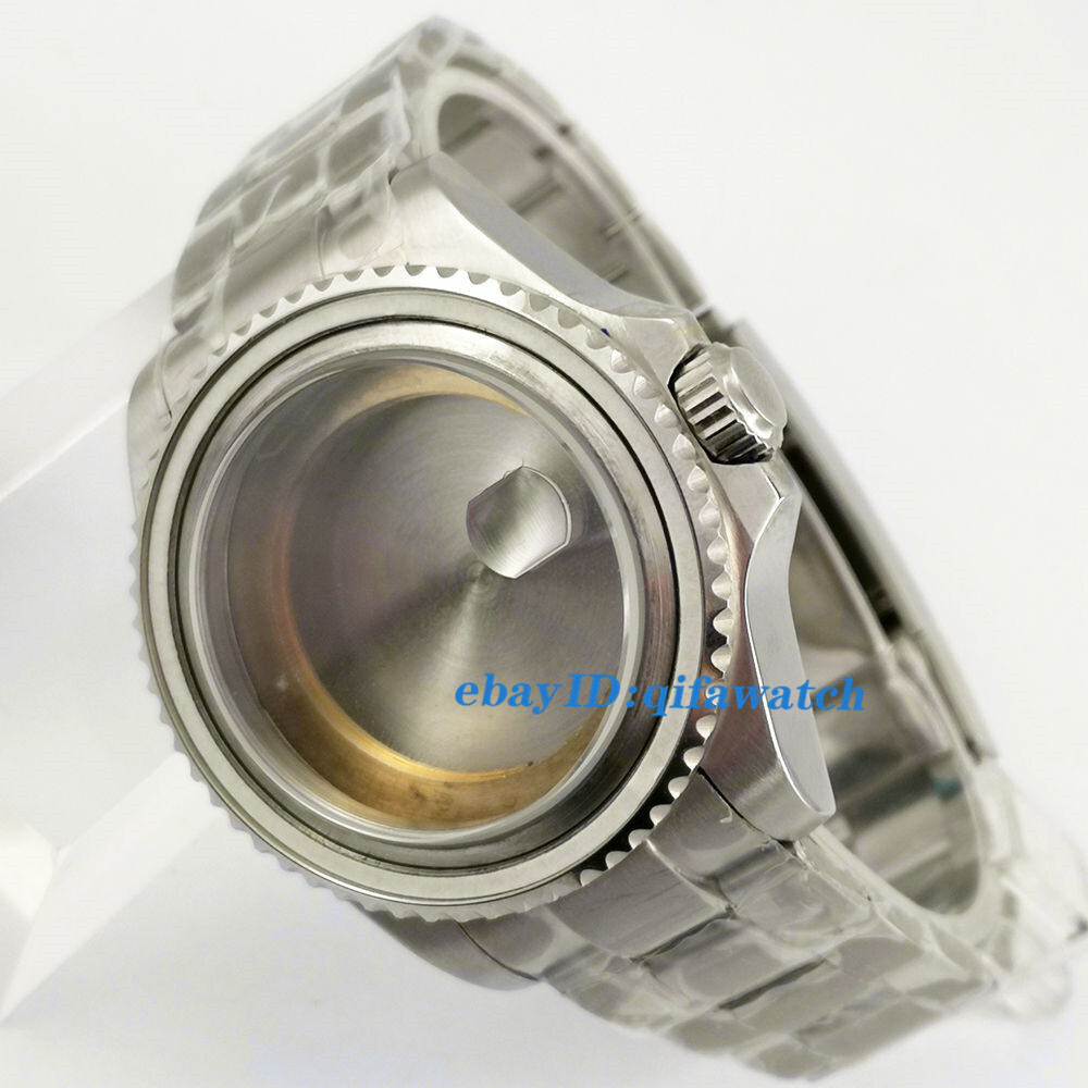 43mm silver watch case Fit NH35 NH36 ETA 2836,Miyota 8215 821A,DG2813/3804