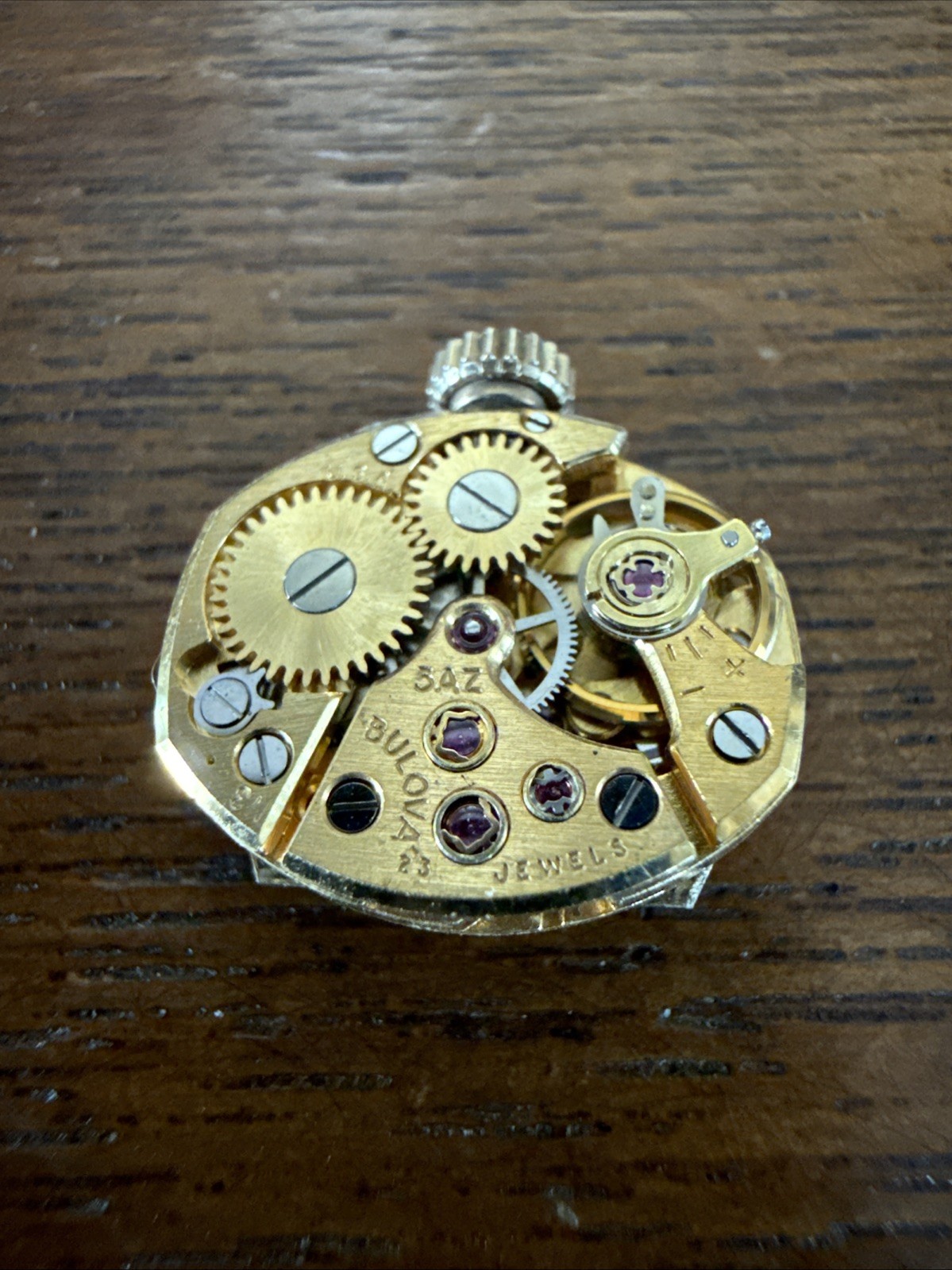 Vintage Bulova Cal. 5AZ 23 jewel watch movement running With Dial And Crown