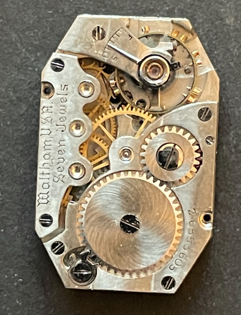 1928 Waltham Cal L-7.25 Rect Watch Movement Parts/Repair 7j USA