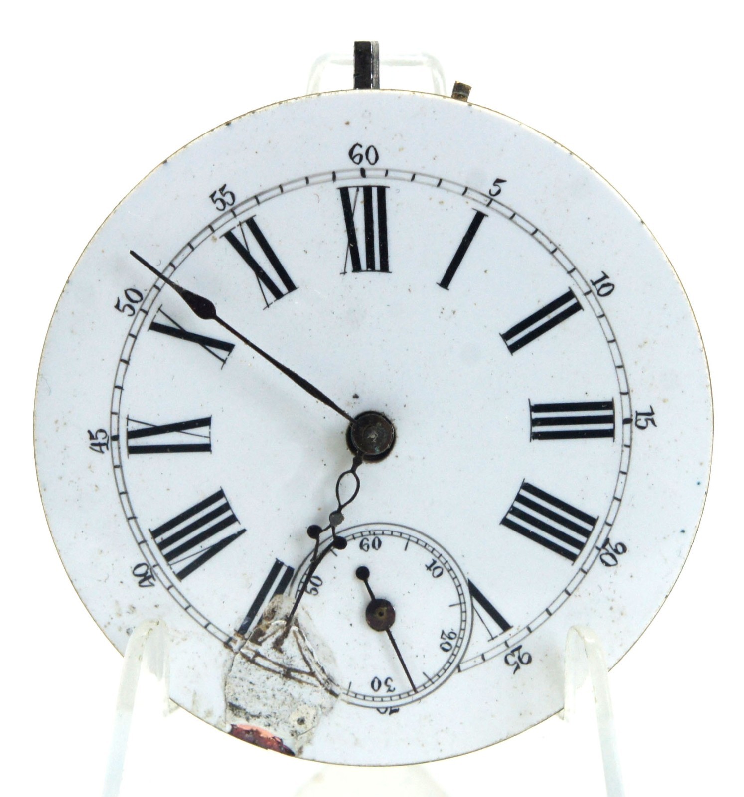 Antique Cylinder Pocket Watch Movement 17 Lignes 38.5mm for Parts or Repair