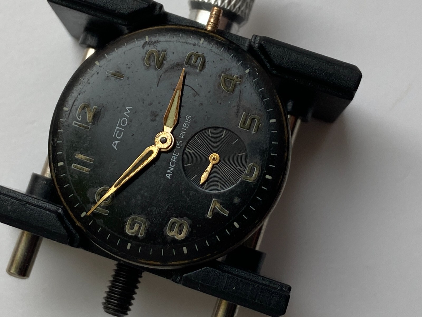 VINTAGE MEN WATCH FOR PARTS NOWORKING ACTOM 15 RUBIS FE 233-60 EBAUCHE CUPILLARD