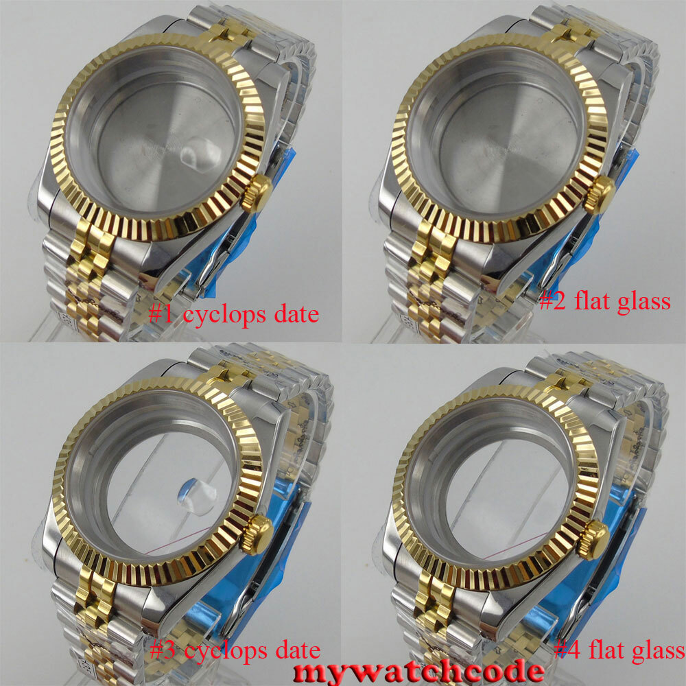 40mm sapphire glass two tone Watch Case fit NH35 NH36 Movement jubilee bracelet