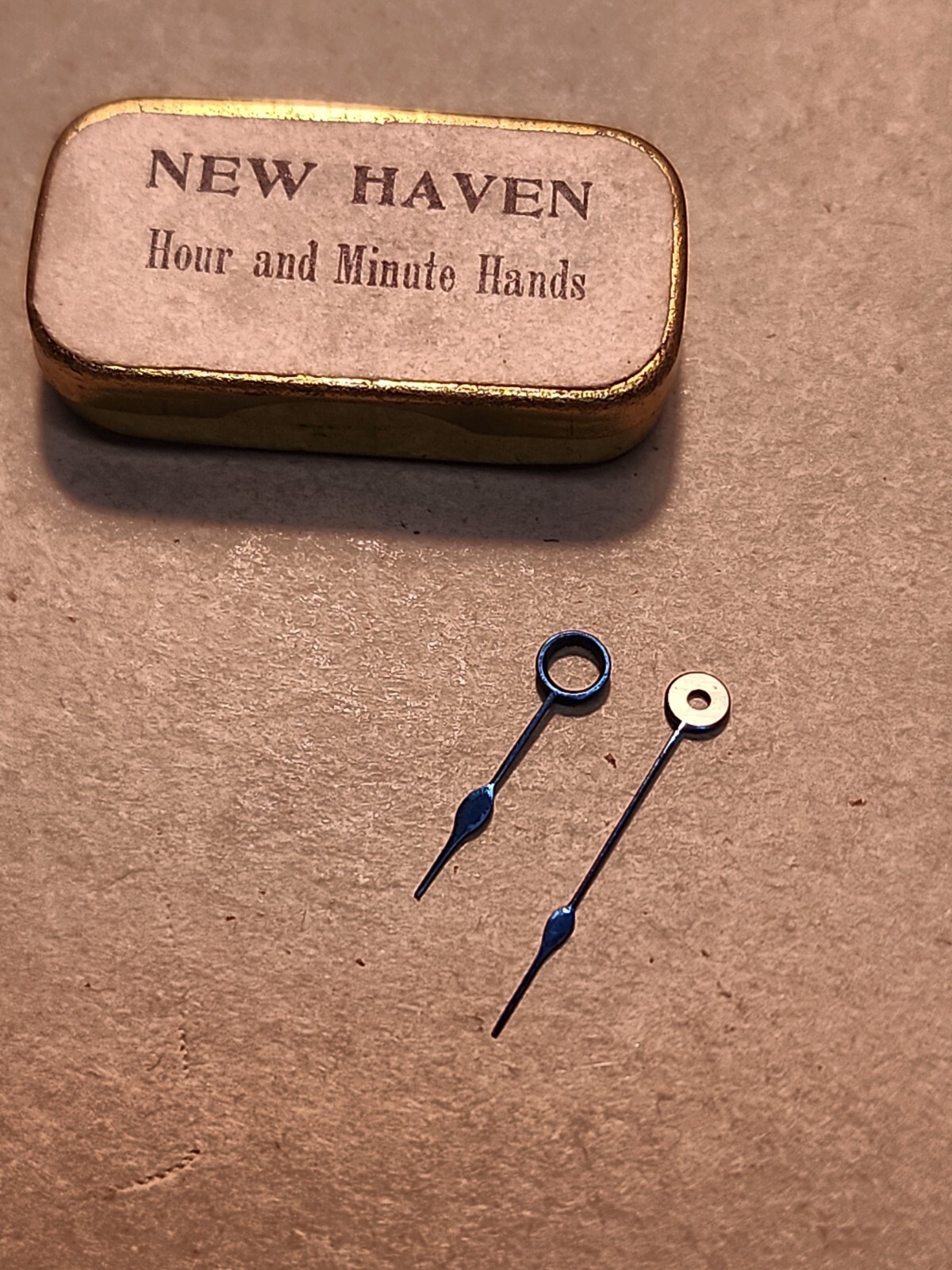 Set Of NOS New Haven Blue Spade Hour/Minute Hands With 250/100 Hole Sizes