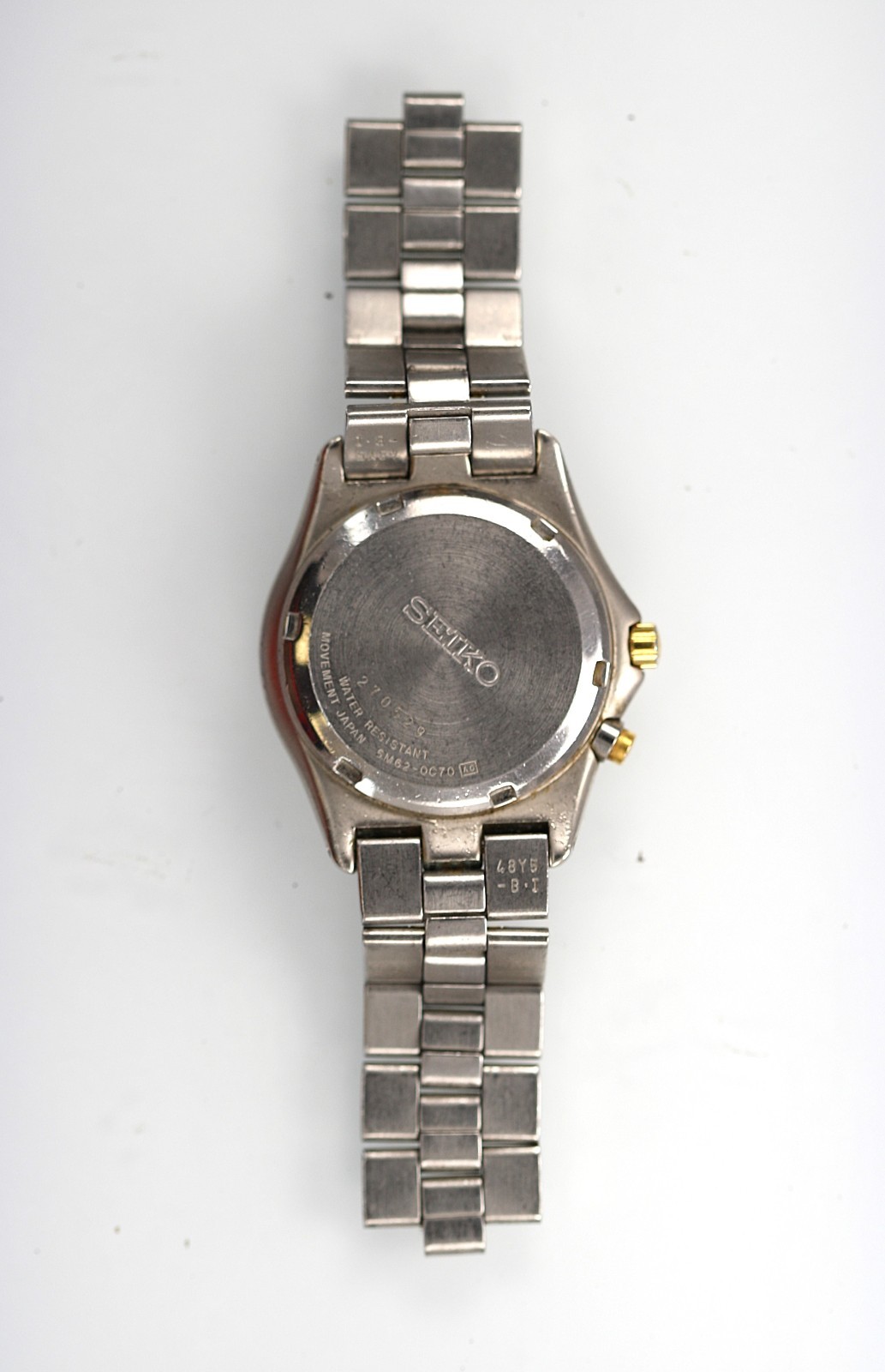 Seiko Kinetic Watch Men Silver Gold Stainless St WR Date Blue Quartz NON-WORKING