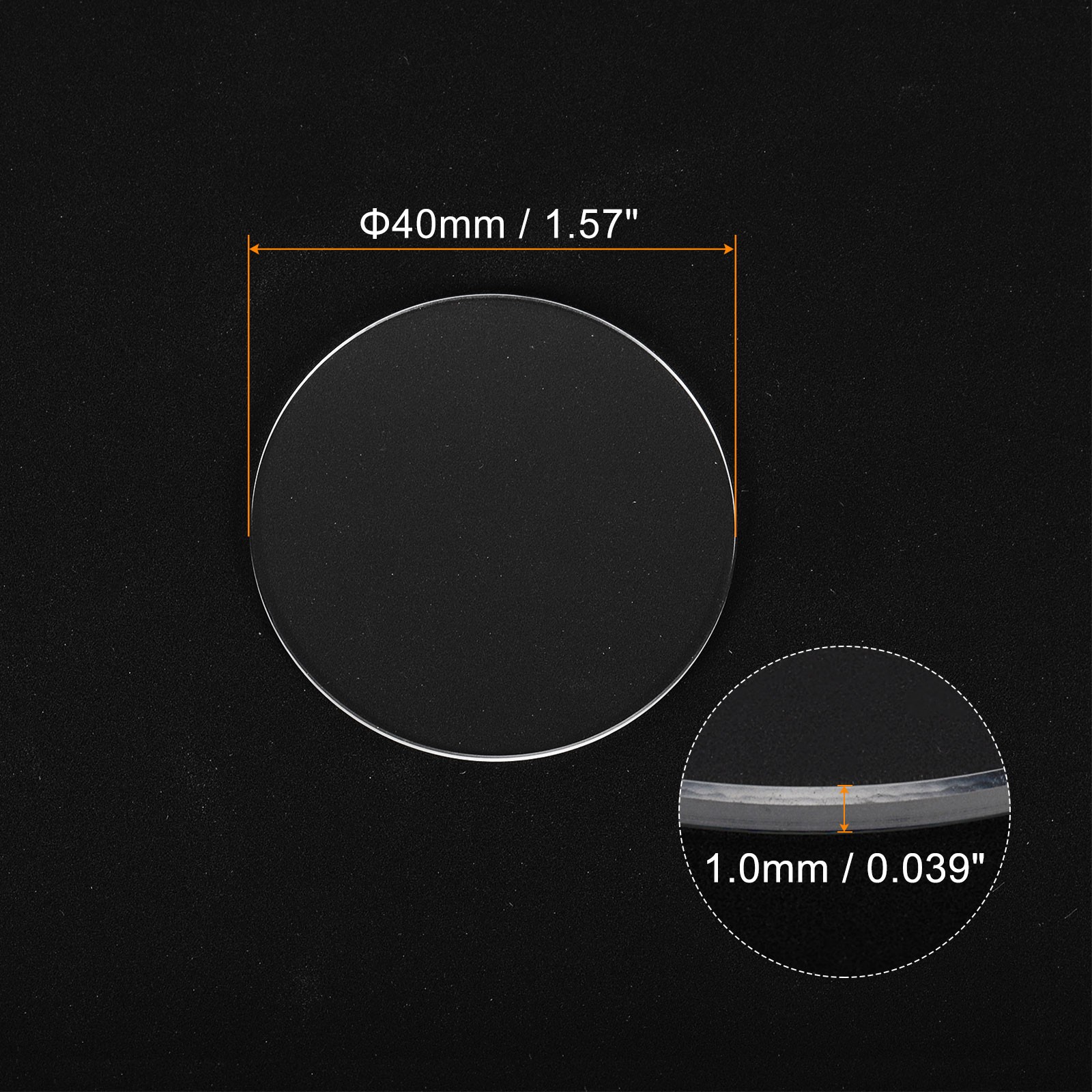 2pcs Watch Crystal Glass Lens 40mm x 1.0mm Beveled Edge Flat Glass Crystals Lens