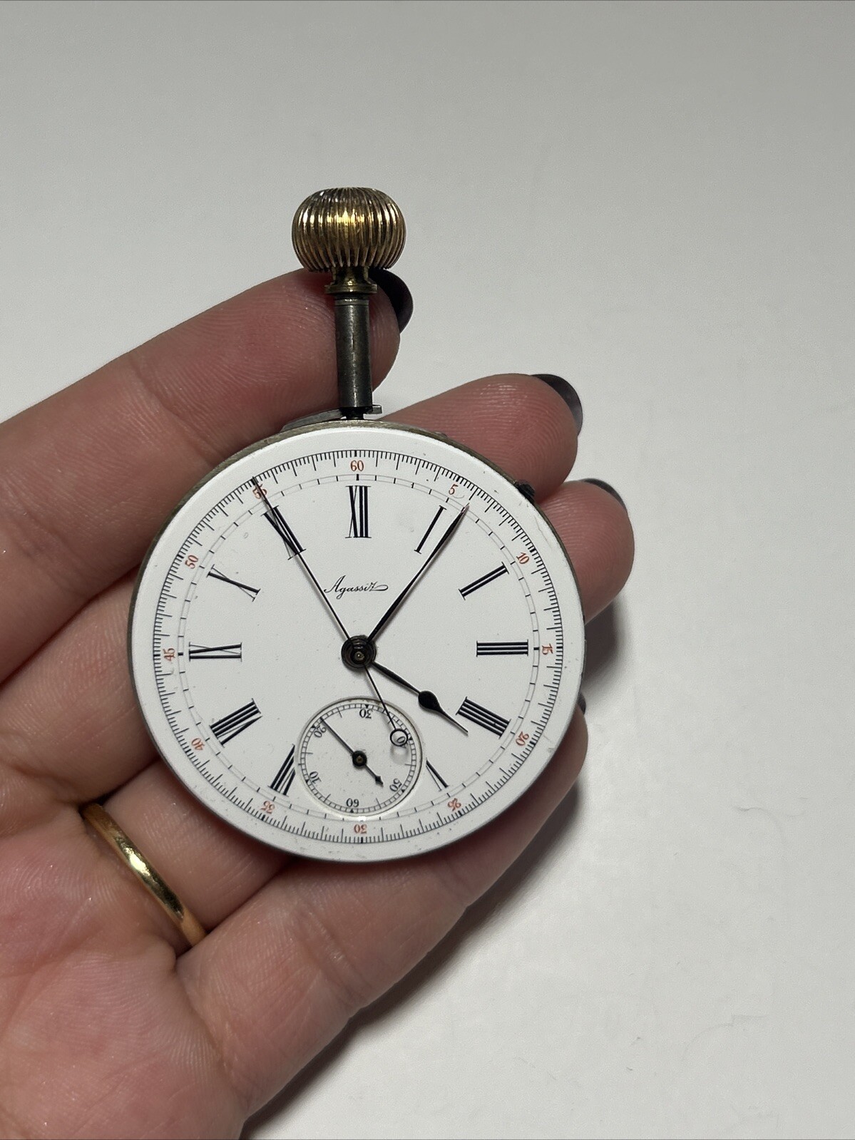 Collectible AGASSIZ Chronograph Chronometer Swiss Pocketwatch Movement