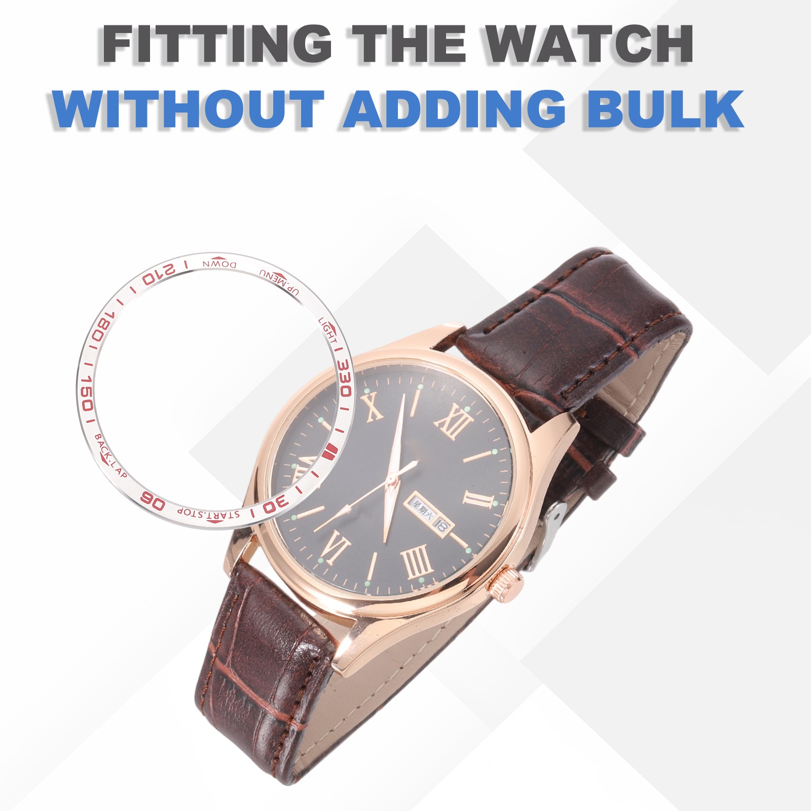 47mm Watch Bezel Stainless Steel Watch Bezel Ring Amoled Display Silver/Red