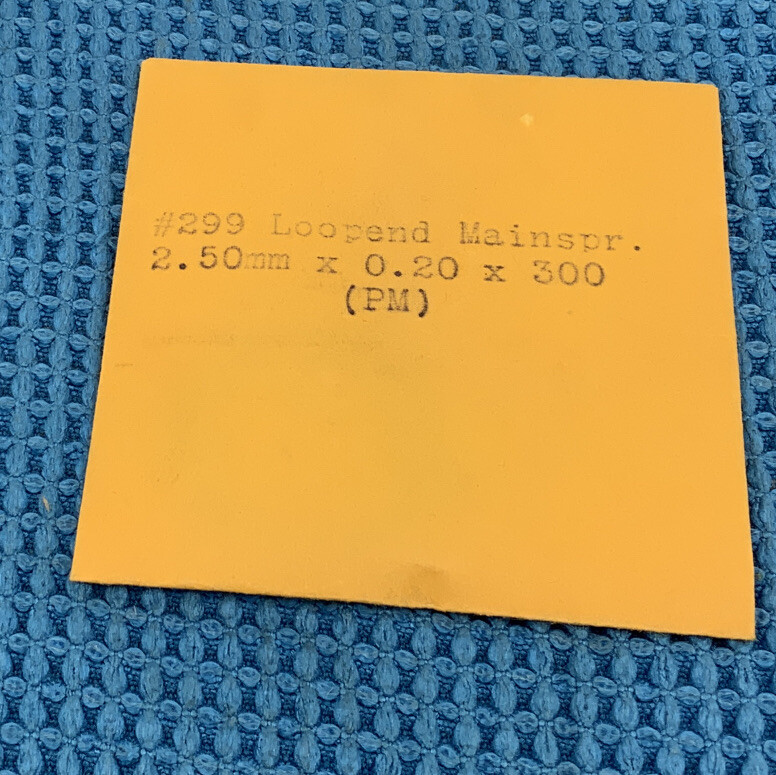 Loop End Mainspring #299 (2.50mm X 0.20 X 300) New Old Stock (LEC 211-41x) L