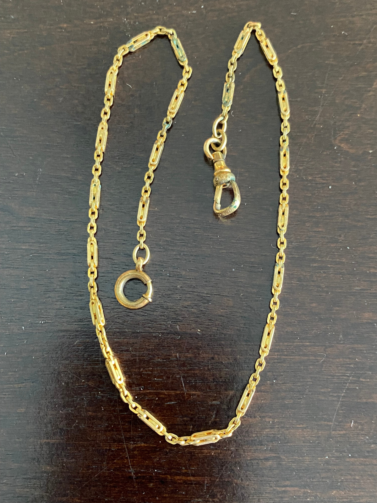 VINTAGE 12 INCH POCKET WATCH CHAIN, 1/20TH 12K YELLOW GOLD FILLED