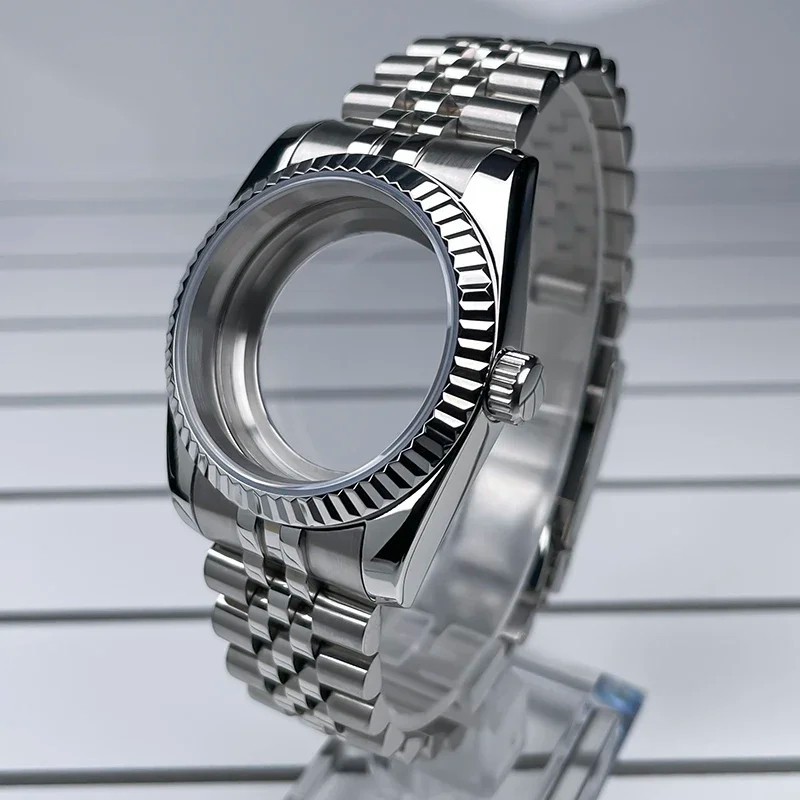 36mm 39mm NH35 Watch Case Fluted Bezel Sapphire Glass Fit NH35 NH36 Movement