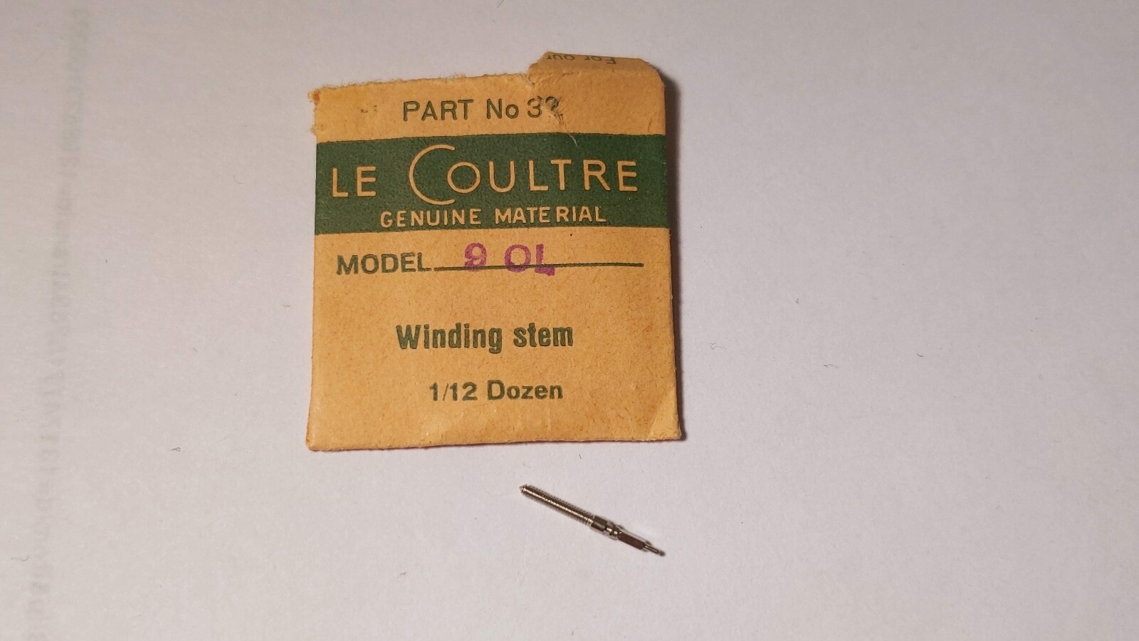 Lecoultre 9 OL winding stem part 32 genuine NOS vintage tap 10 (0.90mm)