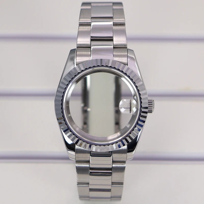 Fluted 36/39mm Watch Case Sapphire Crystal For NH35 NH36 NH38 Miyota 8215