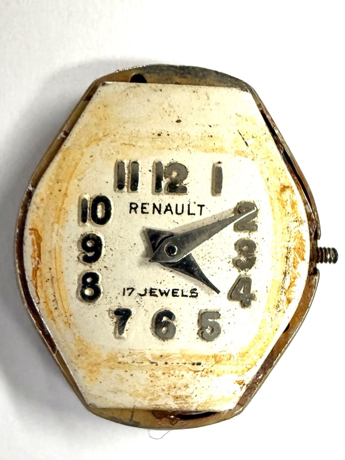 Vintage Renault 17 Jewels Base Metal Bezel & Stainless Steel Back for parts
