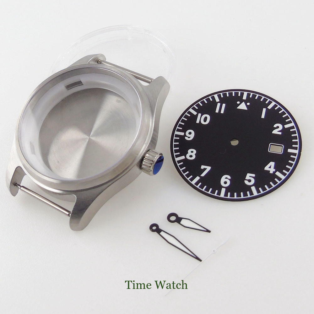 39mm Sapphire Watch Case+Black Dial+Hands For NH35 Movement 200M Waterproof Date