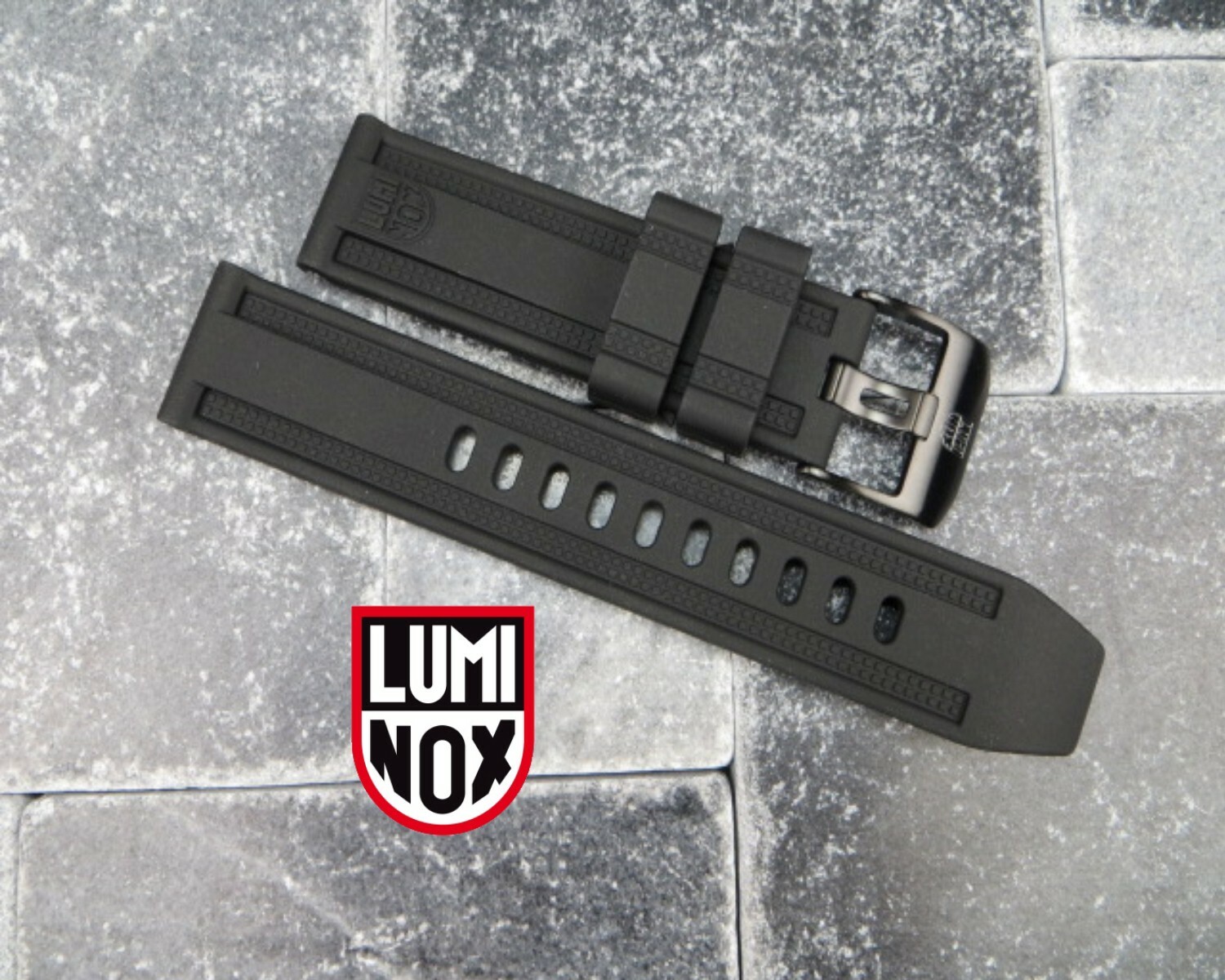 23mm LUMINOX Rubber Strap x Diver Watch Band EVO 3050 3950 Navy Seal Black PVD