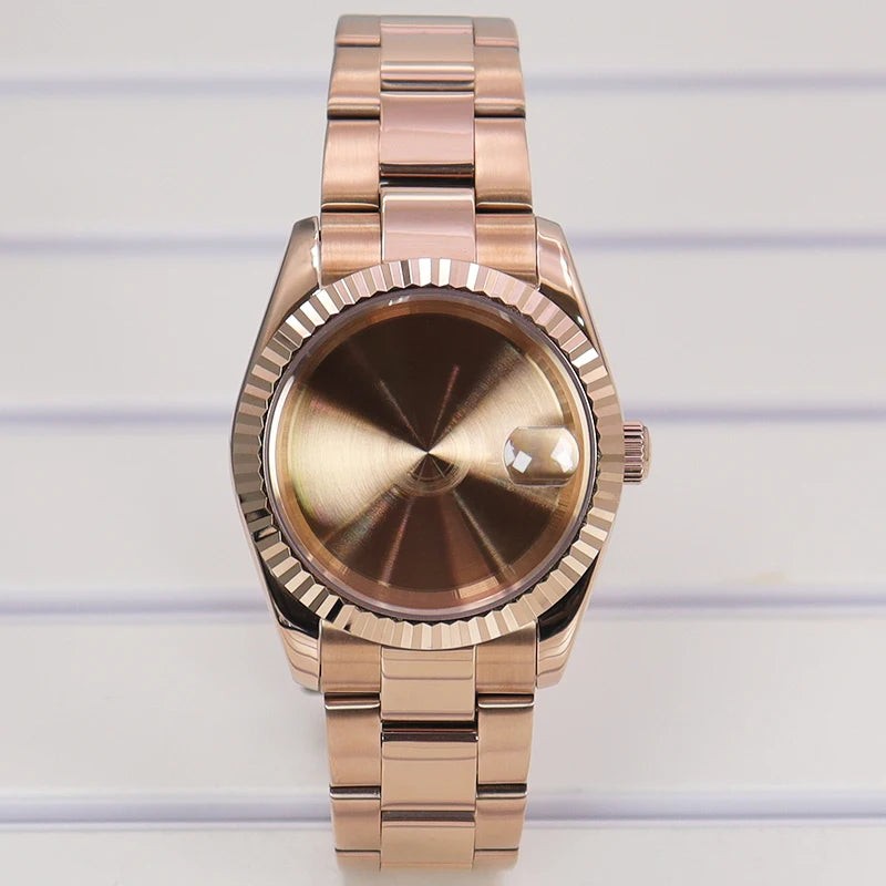 Fluted 36/39mm Watch Case Sapphire Crystal For NH35 NH36 NH38 Miyota 8215