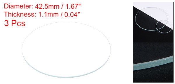 3pcs Watch Glass Crystal Lens 42.5mm Dia 1.1mm Thick Double Dome Watch Glass