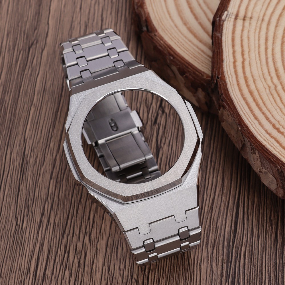 44.3mm Brushed Watch Case Strap Modify casio GA-2100 casioak Mods 316L Stainless