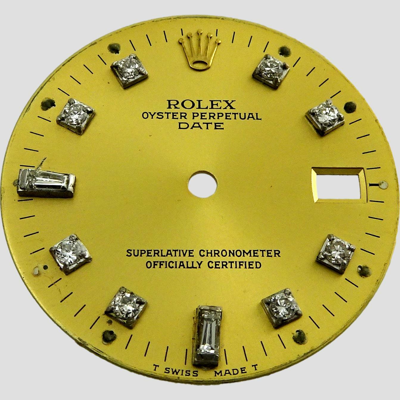 Custom 15223 15200 15210 Quick Set Rolex Diamond Date Champagne Gold Dial Part