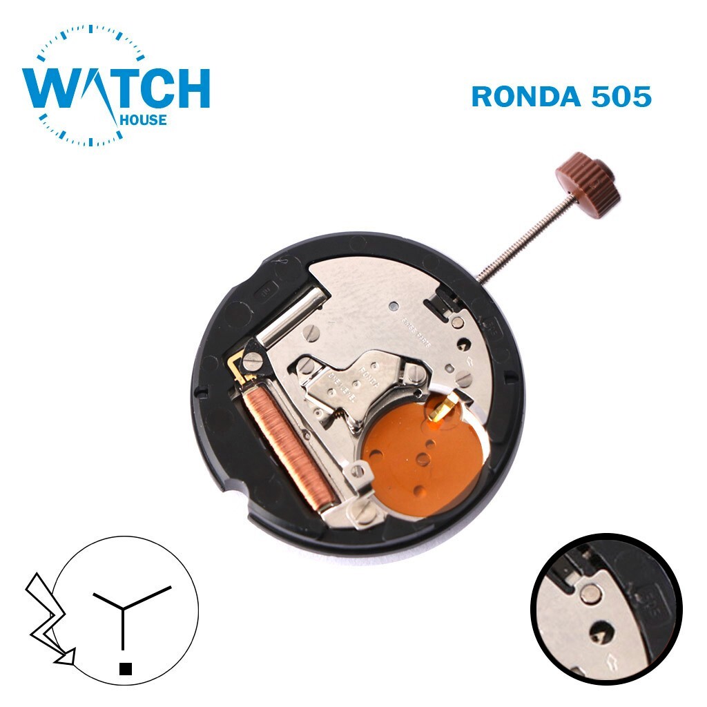 RONDA 505 Quartz Watch Movement SWISS🇨🇭 Made, White Date Disk on 6 , 3hands