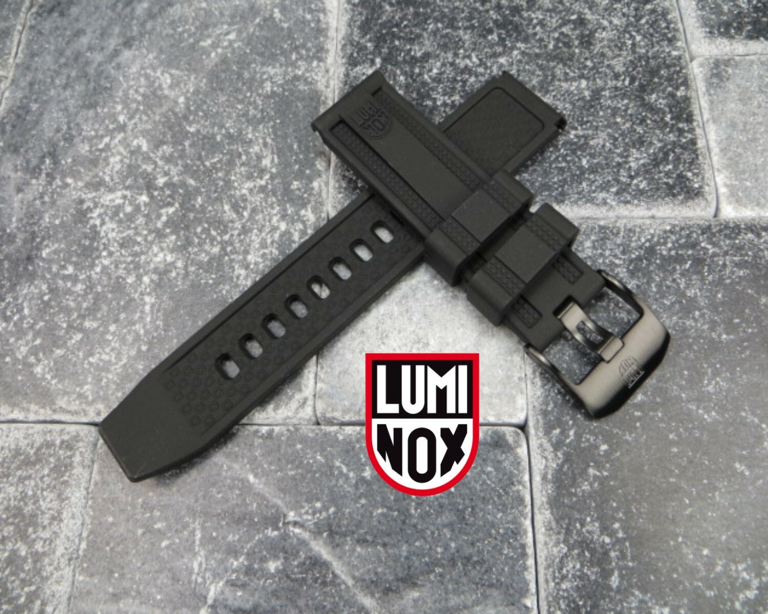 23mm LUMINOX Rubber Strap Diver Watch Band EVO 3050 3950 Navy Seal Black PVD