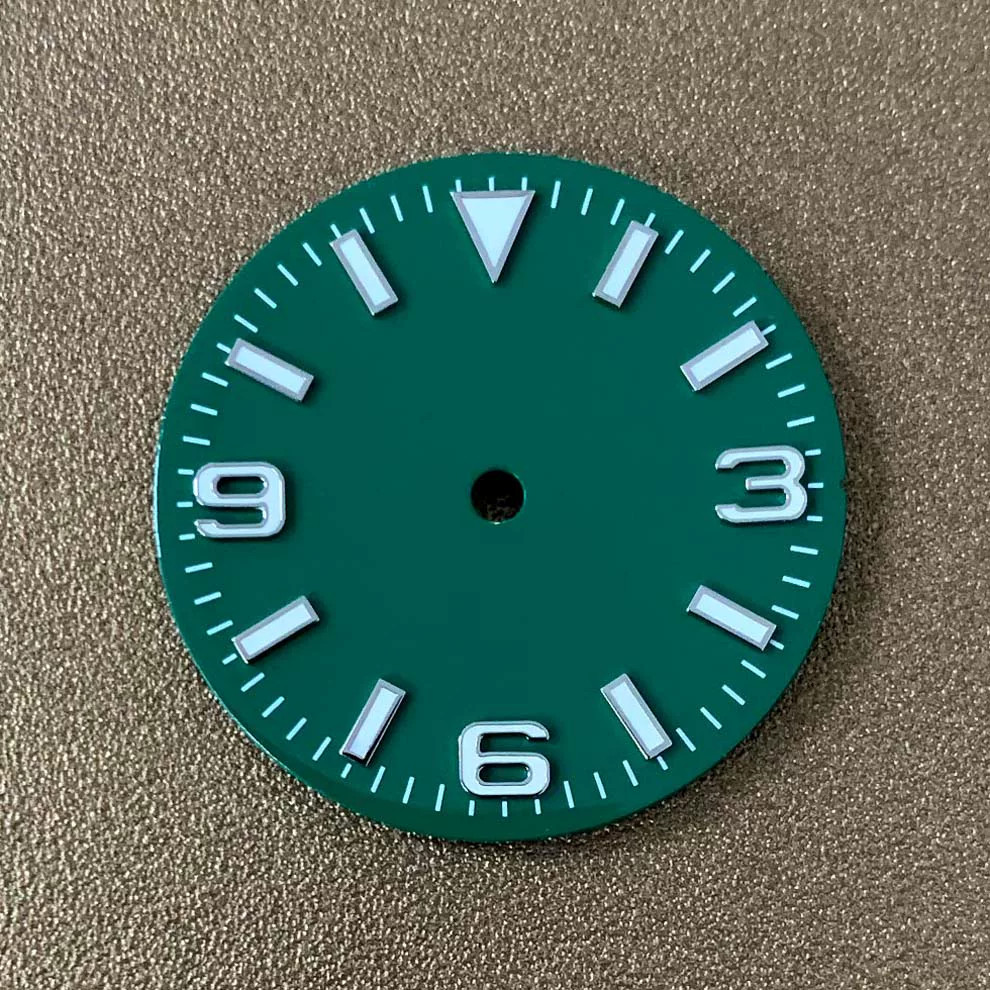 28.5mm Enamel Watch Dial Green Luminous for Nh35 Nh36 Movement Watch Accessories