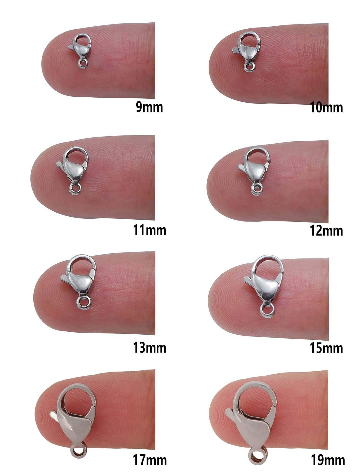100PCS Length 15mm(0.59″) Stainless Steel Lobster Claw Clasps for Necklace Br…