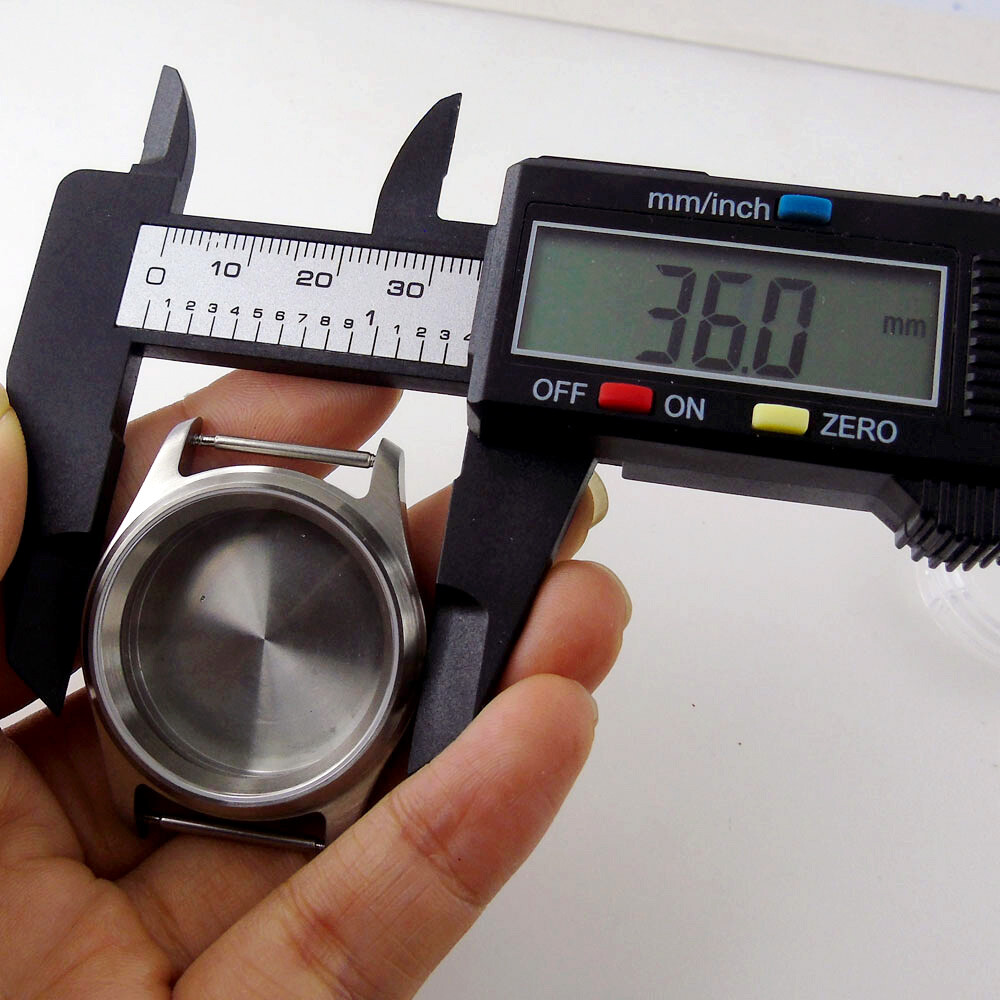 36mm Pilot Stainless Steel Sapphire Watch Case Fit NH35 NH36 ETA 2824 Glass Back