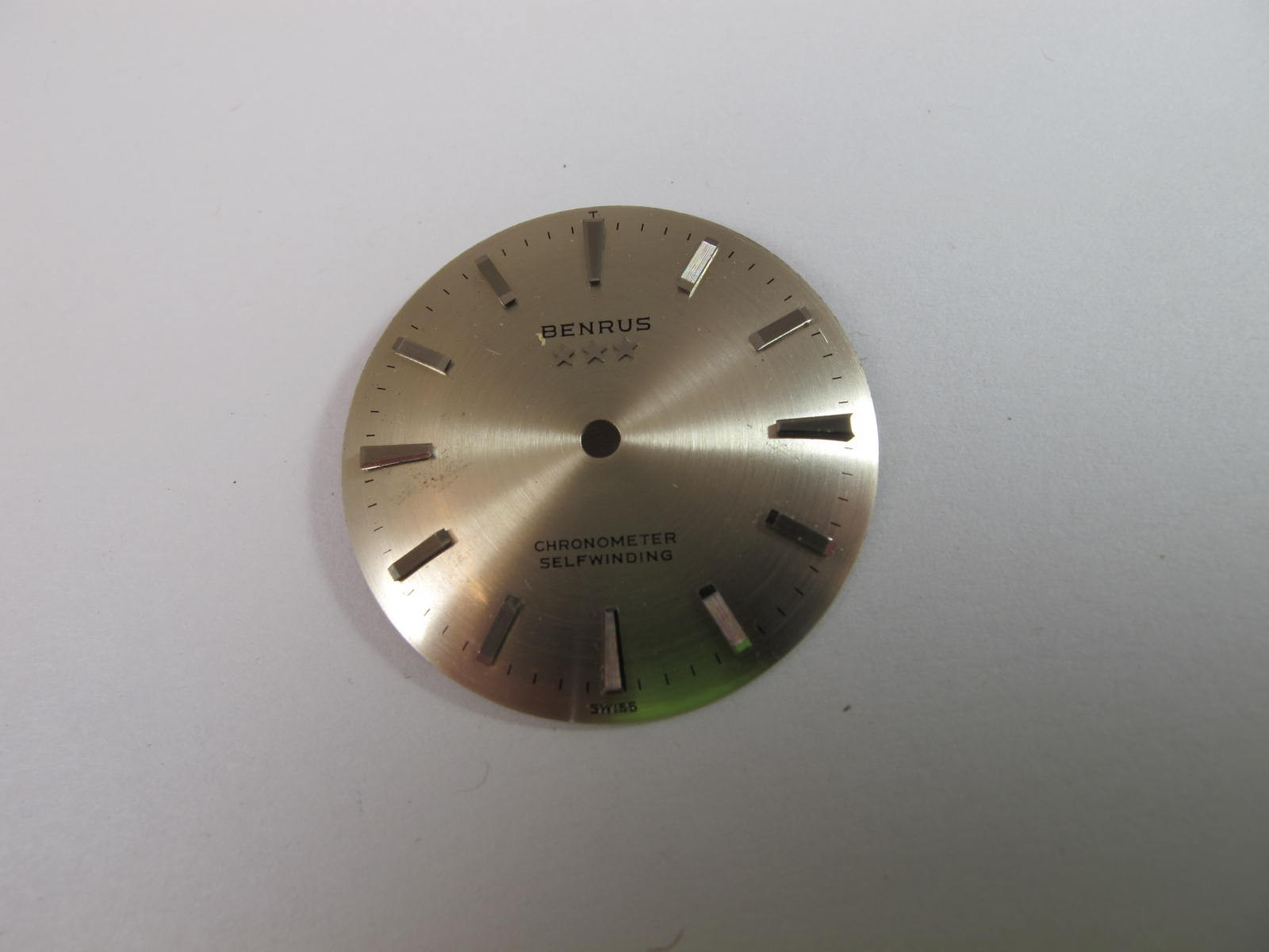 BENRUS 3 STAR SILVER DIAL FOR SLEF WINDING CHRONOMETER 28MM OLD STOCK