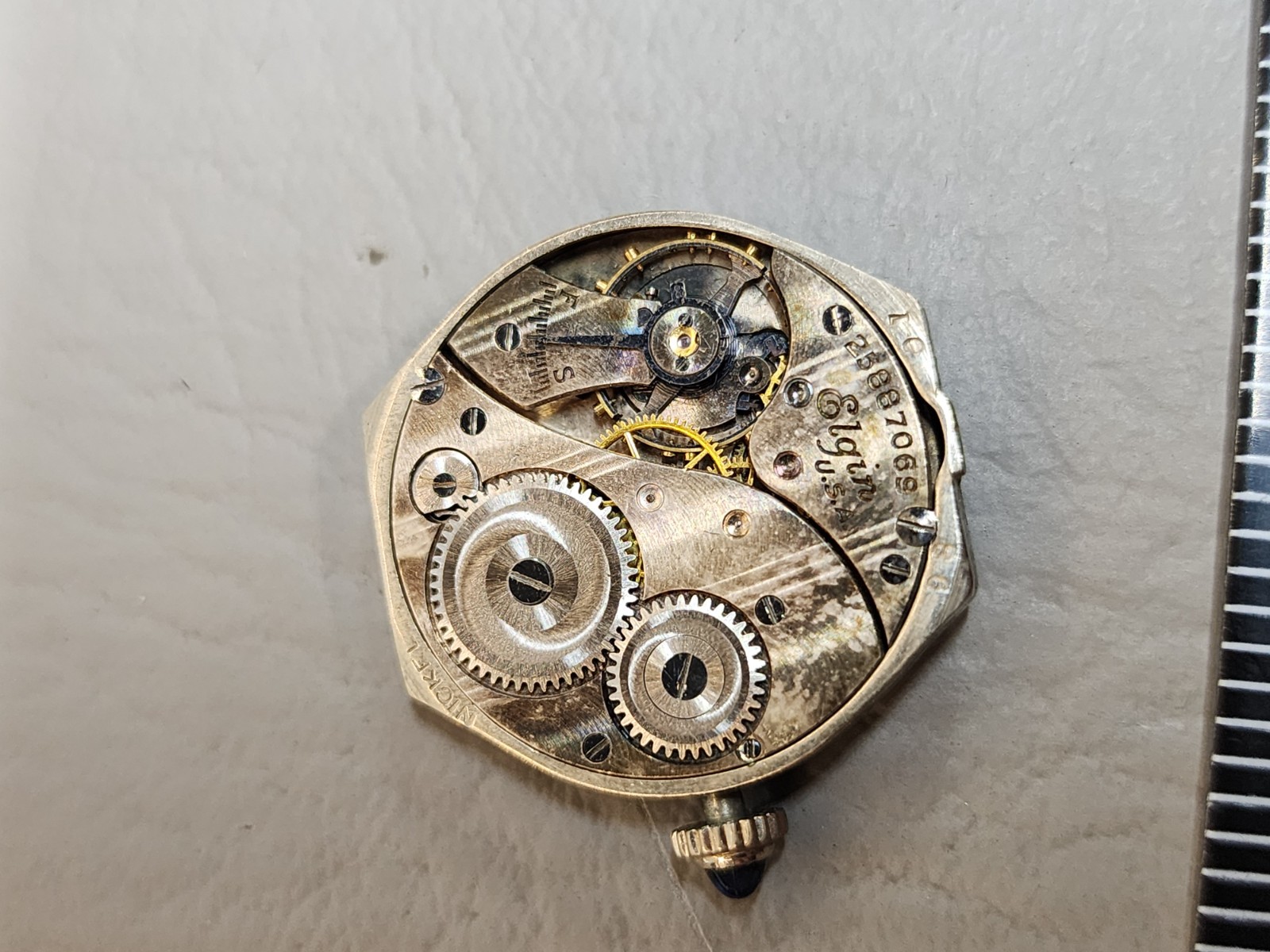 (For Parts Not Working) – ELGIN Nickel Wrist WATCH Face Movement Only
