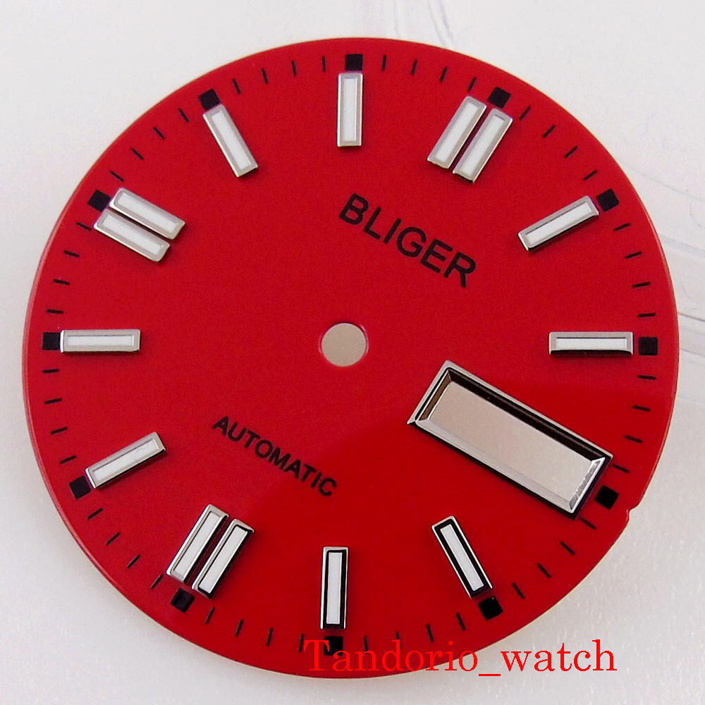 New 29mm Stainless Steel Watch Dial For NH36A Movement Date Week Window Luminous