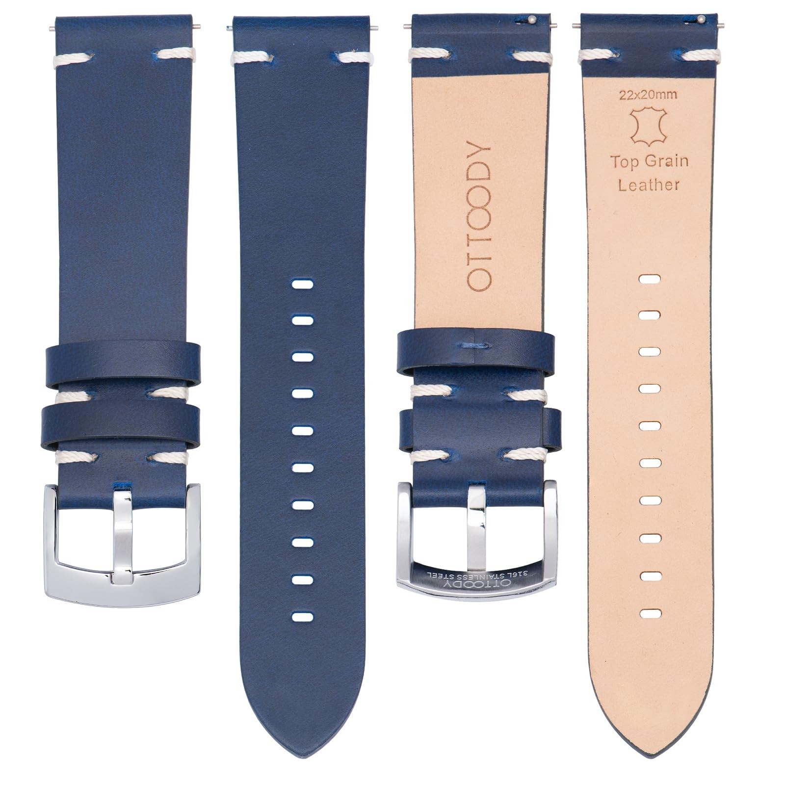 Leather Watch Bands 18mm 20mm 21mm 22mm, Quick Release Top Grain Leather Watc…