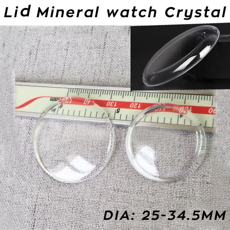 25-34.5mm AR Coated Lid Watch Crystal High Domed Clear Pot Shaped Mineral Glass